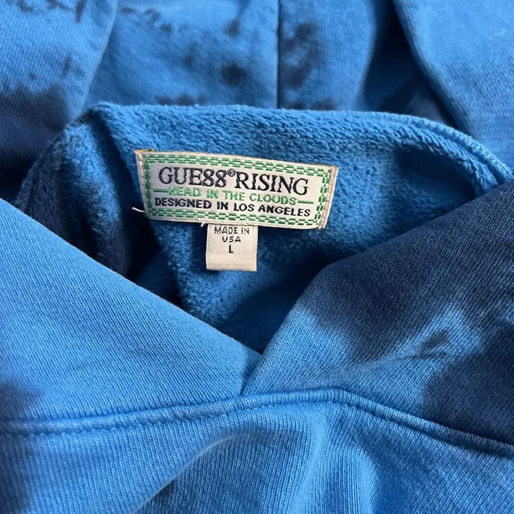 Guess Men's Blue Tie Dye Hoodie - L - Vintage - Y2K - Picture 2 of 3
